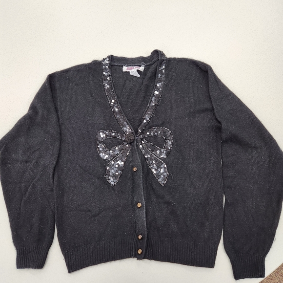 Vintage Womens Black Beaded Cardigan   Small - Picture 1 of 3